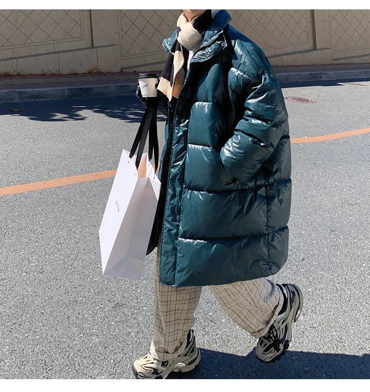 Winter Oversized Down Jacket Men Warm Fashion Casual Long Coat Men Streetwear Korean Loose Thick Jacket Mens Parker Overcoat Street King Limited
