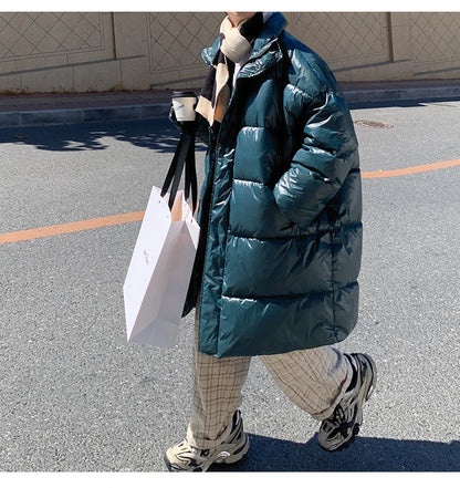 Winter Oversized Down Jacket Men Warm Fashion Casual Long Coat Men Streetwear Korean Loose Thick Jacket Mens Parker Overcoat Street King Limited