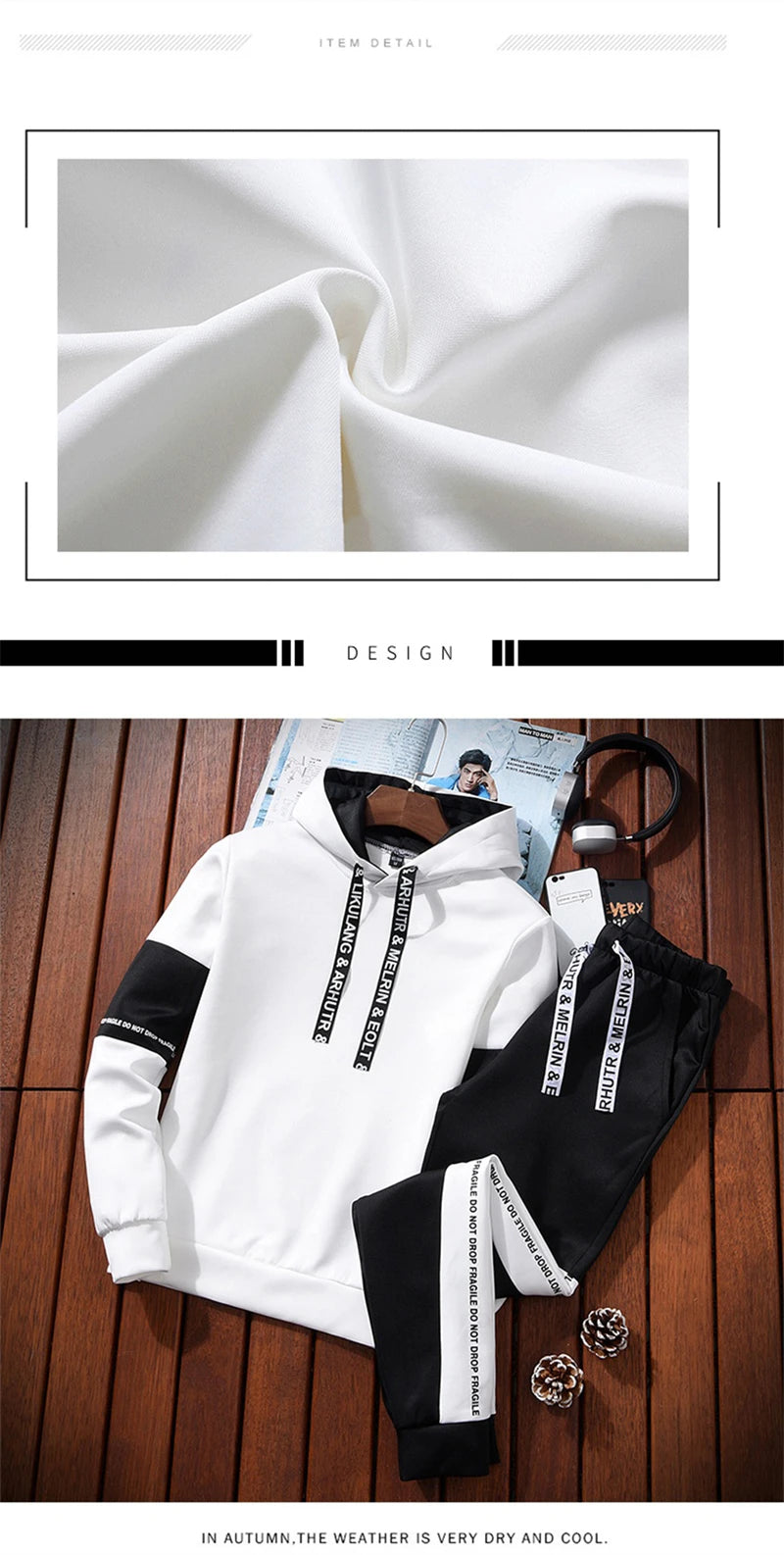 Autumn Hoodie Sets Men Tracksuit Casual Hoodies Sweatshirt+Sweatpants 2 Piece Set Male Pullover Hoody Fashion Streetwear Clothes Street King Limited