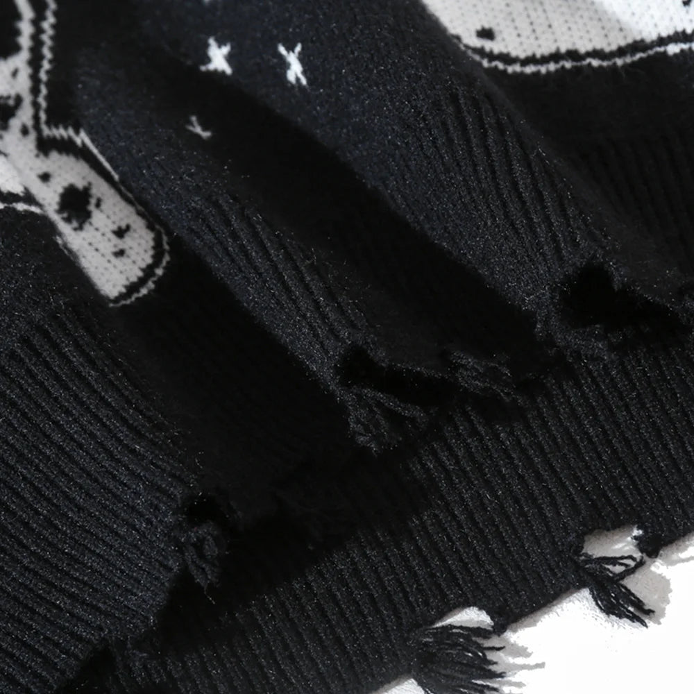 Aolamegs Sweaters Men Japanese Retro Cute Cat O-Neck Jumpers Advanced College Style Fashion Knitted Tops Loose Casual Streetwear Street King Limited