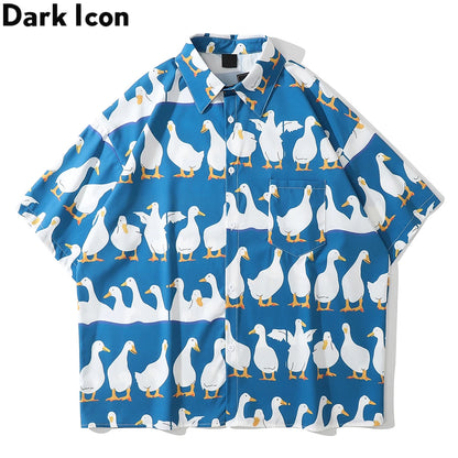 Dark Icon Funny Printed Oversized Men's Shirt 2021 Summer Holiday Hawaiian Shirts Male Top 2 Colors Street King Limited