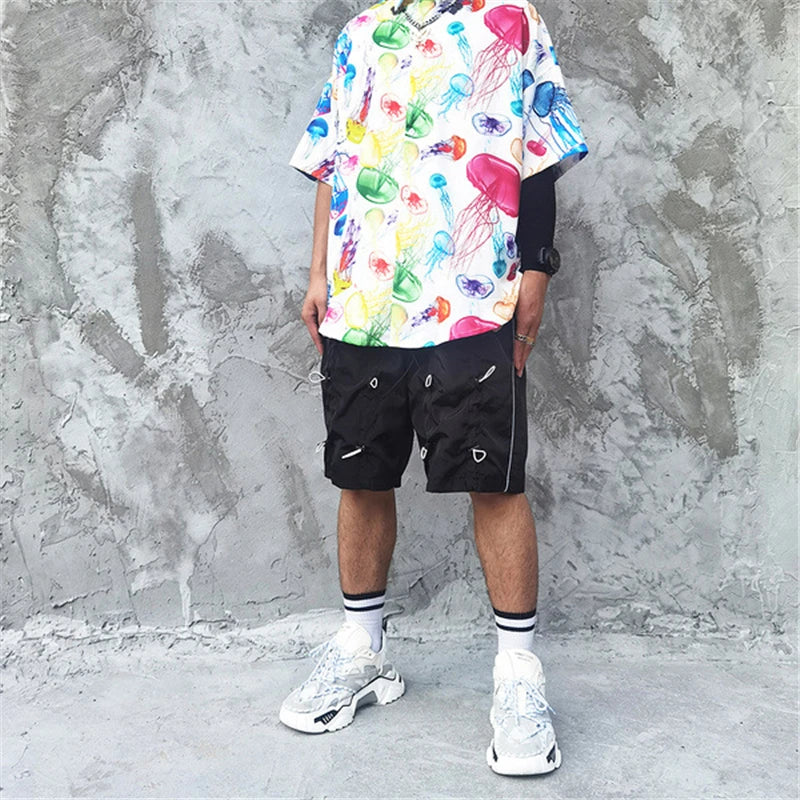 rainbowtouches brand mens male new celebrity slapstring high street shorts athletic comfortable outdoor sports elastic half pant unique shorts style 588