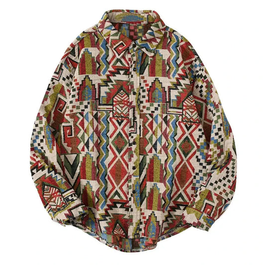Streetwear Gonthwid National Style Knitted Geometric Patterns Color Block Button Gonthwid National Style Knitted Geometric Patterns Color Block Button Shirts Harajuku Casual Long Sleeve Tees Tops Streetwear Fashion Sweater Jacket With Graphic Design For Men