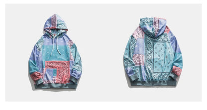 Bandana Patchwork Hoodies Sweatshirts Streetwear 2020 Autumn Mens Hip Hop Casual Hooded Pullover Hoodie Harajuku Tops WY086 Street King Limited