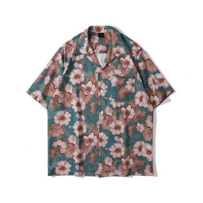 "Floral" Unisex Men Women Streetwear Graphic Button Up Shirt Daulet Apparel