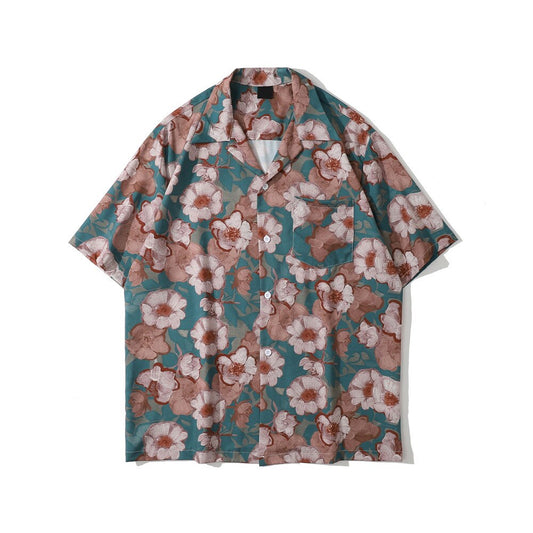 "Floral" Unisex Men Women Streetwear Graphic Button Up Shirt Daulet Apparel