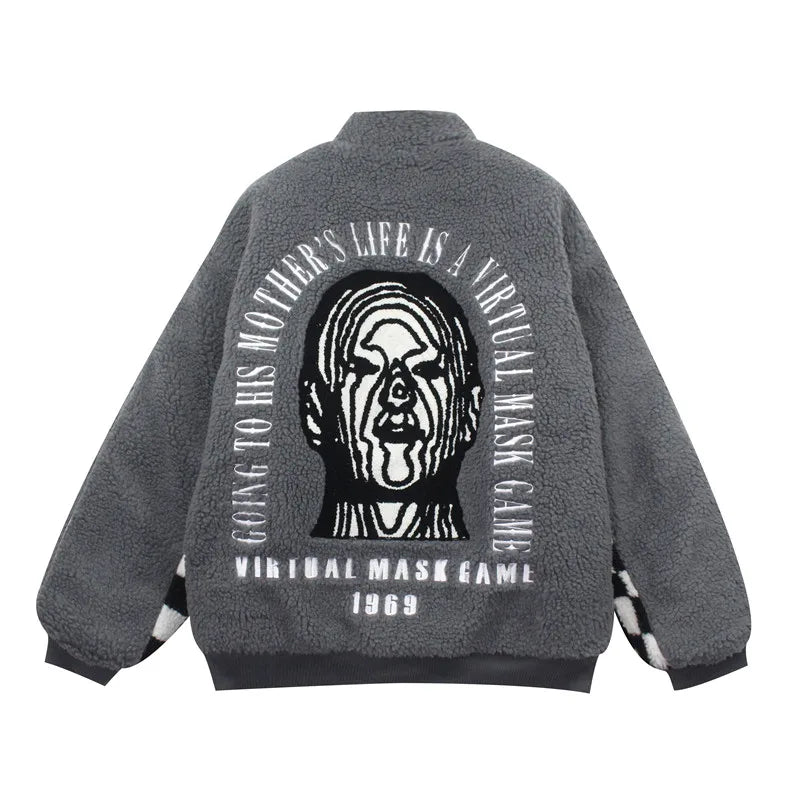men hip hop harajuku letter embroidery fleece jackets and coats new outerwears winter warm thick streetwear bomber jacket parkas unique default style 5034