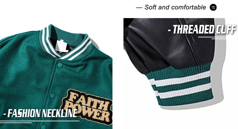 rainbowtouches men trendy hiphop embroidered baseball uniform single breasted side pocket high street stitched pu leather jacket unique default style 5137