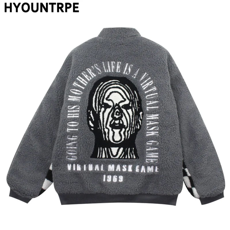 men hip hop harajuku letter embroidery fleece jackets and coats new outerwears winter warm thick streetwear bomber jacket parkas clean everyday pants