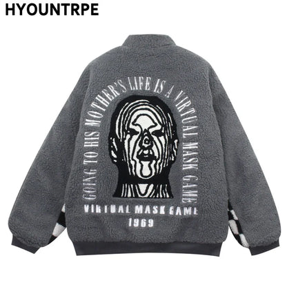 men hip hop harajuku letter embroidery fleece jackets and coats new outerwears winter warm thick streetwear bomber jacket parkas clean everyday pants