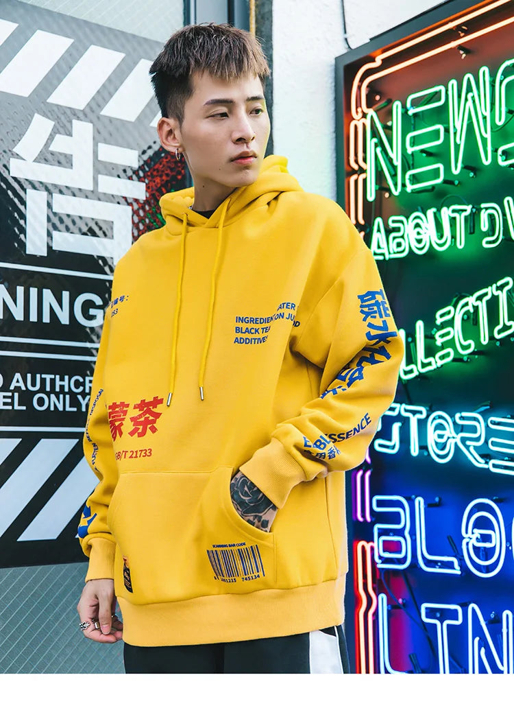 Men Hooded Pullover Streetwear Lemon Tea Print Deisgn Hoodie Sweatshirt Hip Hop Winter Fleece Hoodie Cotton Chinese Autumn 2023 Street King Limited