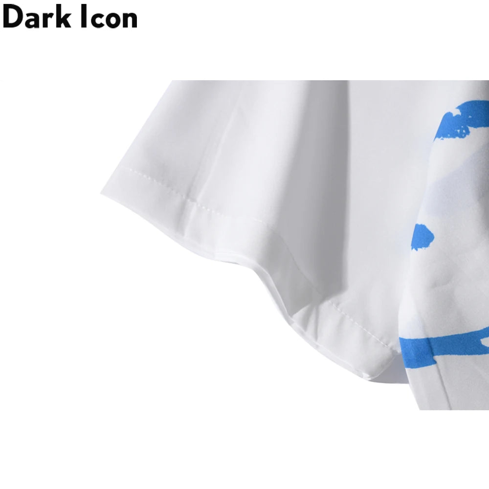 Dark Icon White Graffiti Hawaiian Shirts Street Men's Polo Shirt Summer Light Weight Cool Material Blouse Male Tops Street King Limited