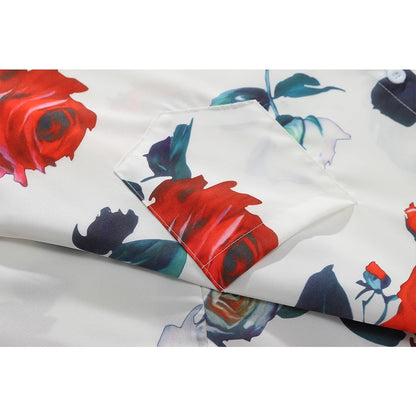 Dark Icon Floral Loose Men's Shirt Long Sleeve Autumn Oversized Shirt Man Black White Street King Limited