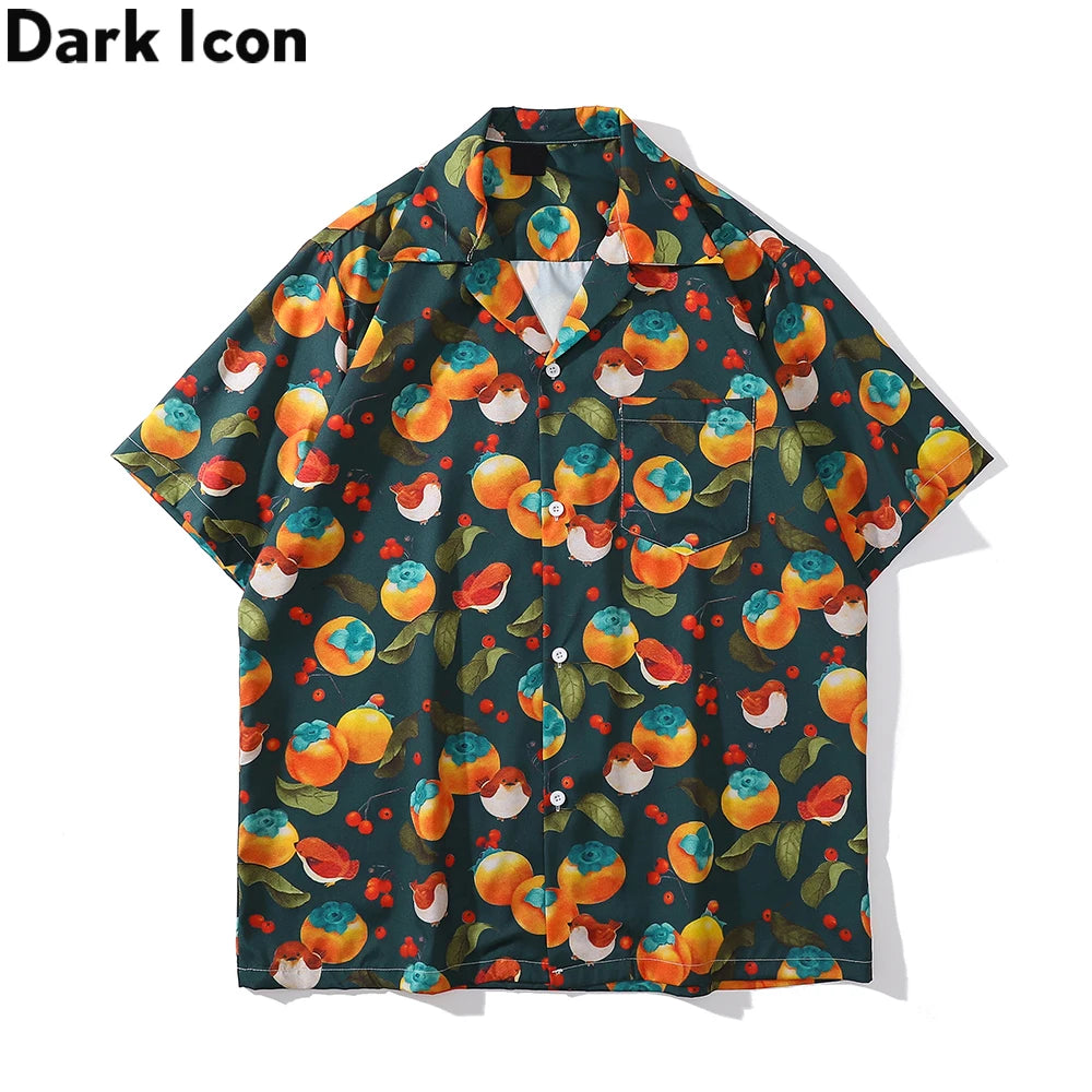 Dark Icon Full Printed Men's Shirt Short Sleeve 2022 Summer Thin Material Polo Shirt Street King Limited