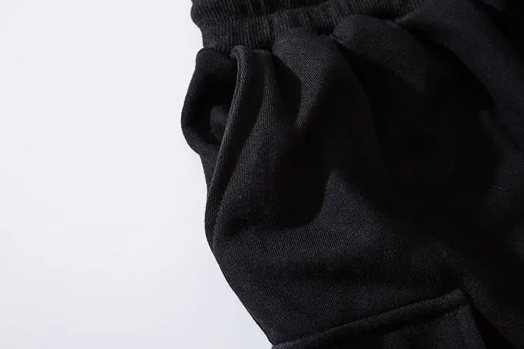 men hip hop black cargo pants joggers sweatpants overalls men ribbons streetwear harem pants women fashions trousers unique joggers style 2515