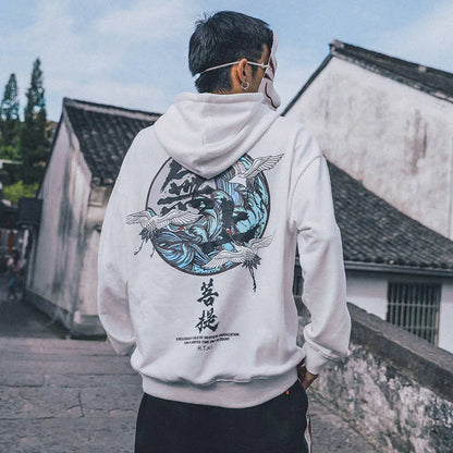 Japanese Chinese Style Hoodies Streetwear Sweatshirt Hooded Hip Hop Evil Devil Printed Hoodie Gothic Kpop Men Autumn Tops Male Street King Limited