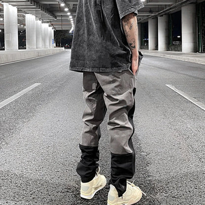 Ankle Zipper Color Block Streetwear Straight Casual Cargo Pants for Men Drawstring Harajuku Oversize Hip Hop Loose Trousers Street King Limited