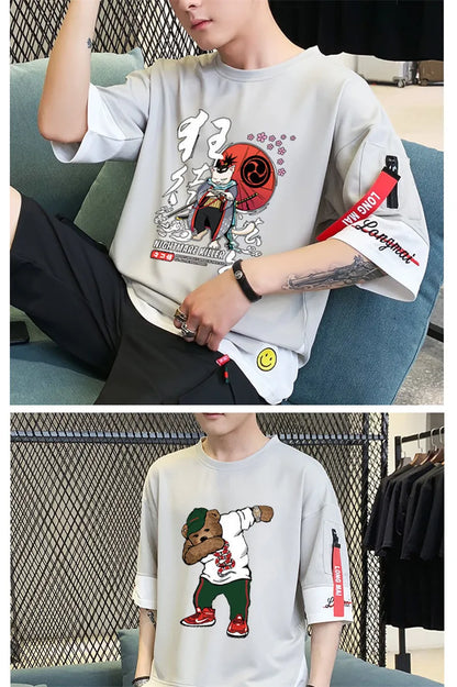 Hip Hop Kahaki T Shirt Short Sleeve Kawaii Harajuku Cat T Shirts Fashion Tee Streetwear Japan High Street Shirt Men 2021 Tops Street King Limited