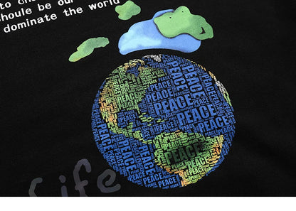 2023 Hip Hop Streetwear Hoodies Sweatshirt Globe Print Men Harajuku Pullover Hoodie Winter Fleece Cotton Autumn Sweatshirt Loose Street King Limited