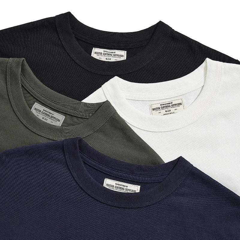 Heavy Long Sleeve T Shirt Men Autumn Winter New Round Neck Plain Color Thick Cotton T-shirt Casual Basic Bottoming Shirt Street King Limited
