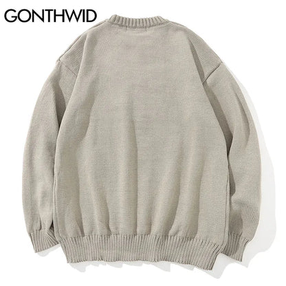 GONTHWID Knitted Sweaters Hip Hop Lightning 3D Angel Statue Print Pullover Sweater Streetwear Hip Hop Fashion Casual Loose Tops Street King Limited