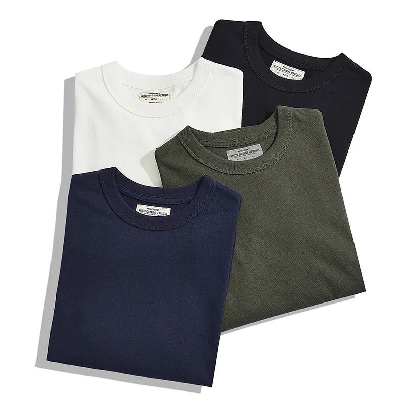 Heavy Long Sleeve T Shirt Men Autumn Winter New Round Neck Plain Color Thick Cotton T-shirt Casual Basic Bottoming Shirt Street King Limited