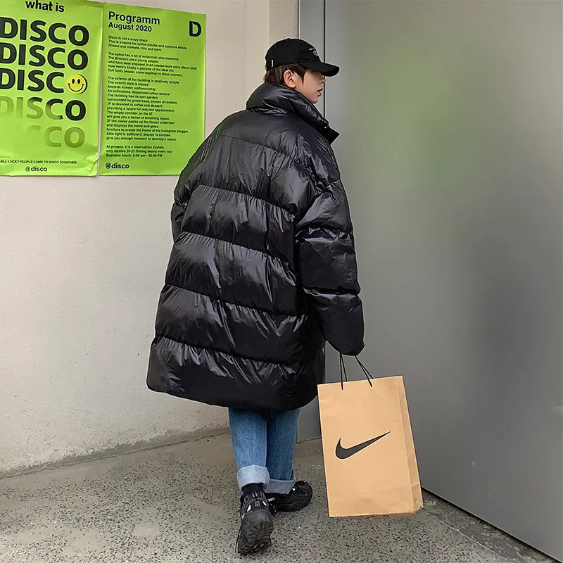 Winter Oversized Down Jacket Men Warm Fashion Casual Long Coat Men Streetwear Korean Loose Thick Jacket Mens Parker Overcoat Street King Limited