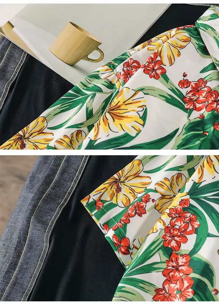 Casual Mens Shirts Fashion Bermuda sandy beach Printed short sleeve Men Shirts Streetwear Jogger Sports undershirt Homme chemise Street King Limited