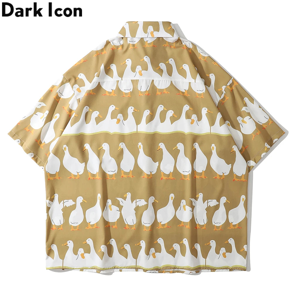 Dark Icon Funny Printed Oversized Men's Shirt 2021 Summer Holiday Hawaiian Shirts Male Top 2 Colors Street King Limited
