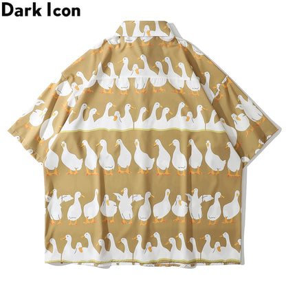 Dark Icon Funny Printed Oversized Men's Shirt 2021 Summer Holiday Hawaiian Shirts Male Top 2 Colors Street King Limited