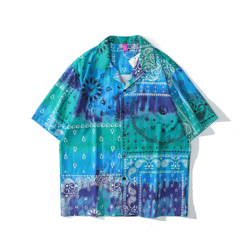 Rainbowtouches Men Retro Spider Web Printing Shirts Hip Hop Street Wear Comfortable Polyester Fashion Unisex Fancy Goods Prints Street King Limited