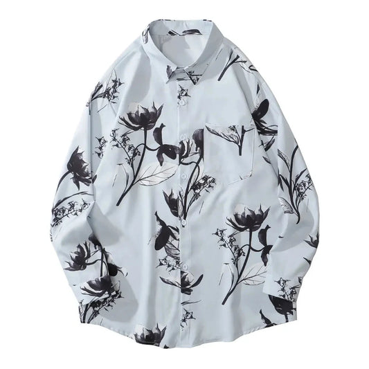 Streetwear Gonthwid Hawaiian Beach Shirts Graffiti Flowers Print Long Sleeve Butt Gonthwid Hawaiian Beach Shirts Graffiti Flowers Print Long Sleeve Button Shirts Hip Hop Casual Harajuku Holiday Party Blouse Fashion Sweater Jacket With Graphic Design For Men