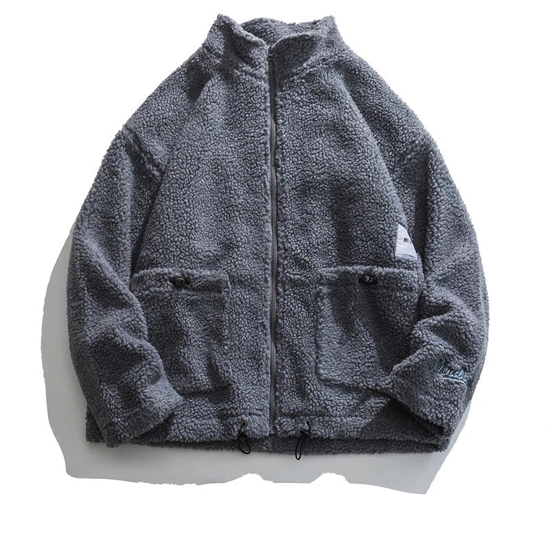 rainbowtouches winter lamb wool cotton clothes couple neutral stand collar high street tide brand embroidered cotton clothes unique default style 4436