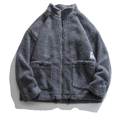 rainbowtouches winter lamb wool cotton clothes couple neutral stand collar high street tide brand embroidered cotton clothes unique default style 4436