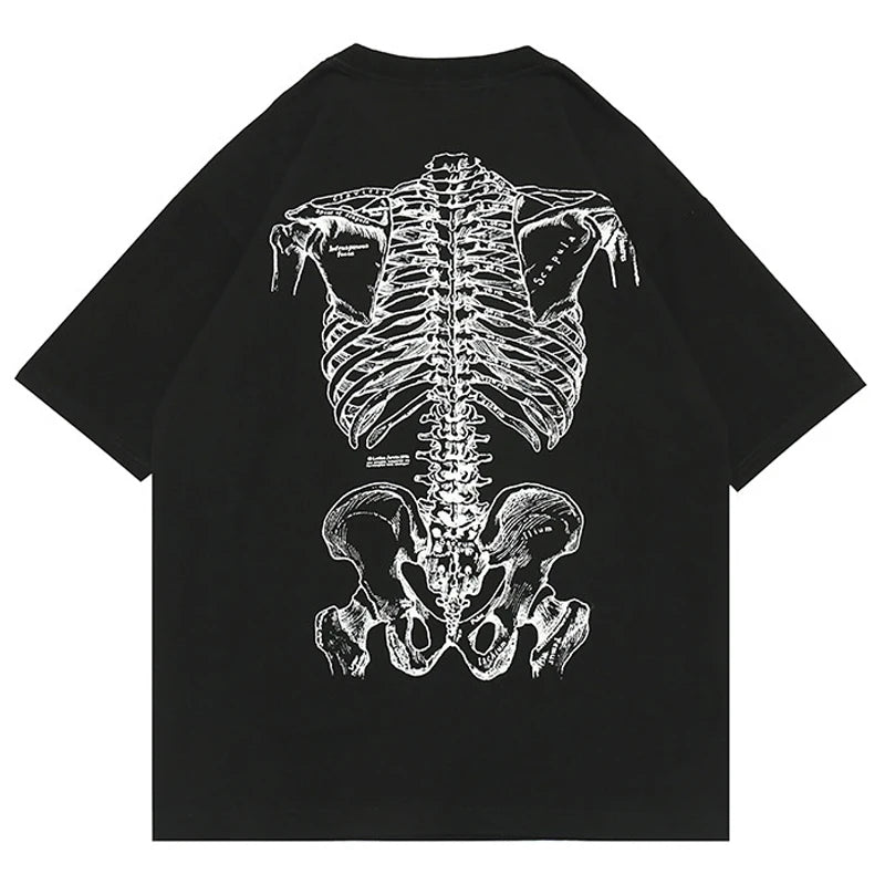 Summer Hip-hop Skull Printed Men Short-sleeved T-shirt Cotton Casual Unisex O-neck Loose Harajuku Short-sleeved Tops Tee T-shirt Street King Limited