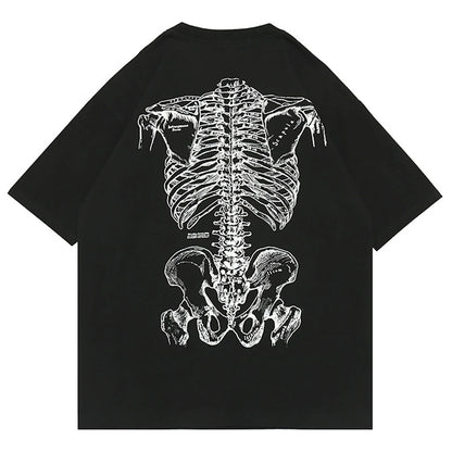 Summer Hip-hop Skull Printed Men Short-sleeved T-shirt Cotton Casual Unisex O-neck Loose Harajuku Short-sleeved Tops Tee T-shirt Street King Limited