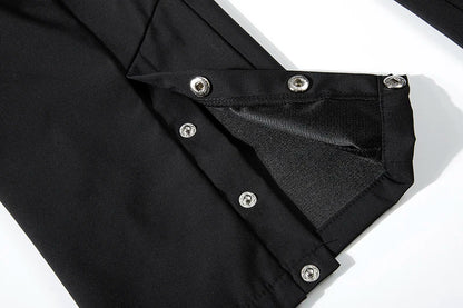 high street multi pocket casual trousers for men and women side breasted drawstring cargo pants harajuku solid loose pants unique cargo style 3132