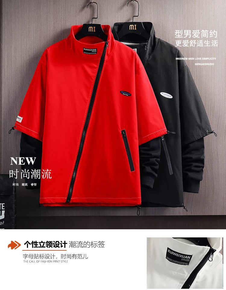 mens hoodies men 2024 spring patchwork sweatshirt japanese streetwear harajuku hip hop oversized black red hoodie men unique default style 5763
