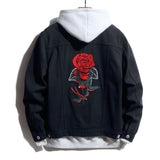 "Red Rose" Unisex Men Women Streetwear Denim Jacket Daulet Apparel