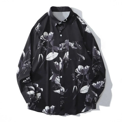 Streetwear Gonthwid Hawaiian Beach Shirts Graffiti Flowers Print Long Sleeve Butt Gonthwid Hawaiian Beach Shirts Graffiti Flowers Print Long Sleeve Button Shirts Hip Hop Casual Harajuku Holiday Party Blouse Fashion Sweater Jacket With Graphic Design For Men