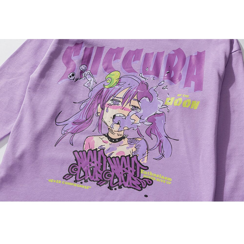 "Purple Waves" Unisex Men Women Streetwear Graphic Sweatshirt Daulet Apparel