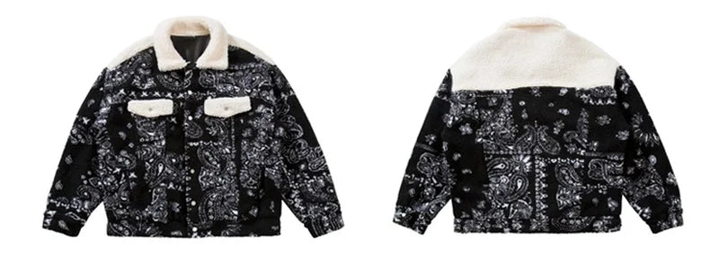 mens paisley fleece jackets coats fashion hairy single button loose bomber outerwears casual warm parkas thick streetwear jacket unique default style 5304