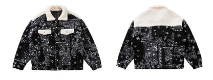mens paisley fleece jackets coats fashion hairy single button loose bomber outerwears casual warm parkas thick streetwear jacket unique default style 5304