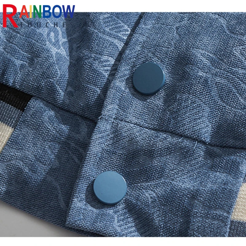 rainbowtouches 2021 new jacket men unisex street jackets letter embroidered baseball uniform hip hop mens superior quality coat urban fashion pants