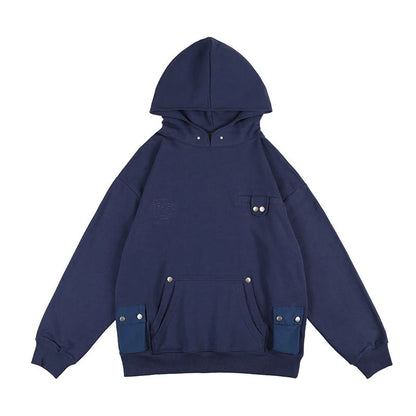Rainbowtouches Men Letter Embroidery Comfortable And Breathable HighStreet Trend Solid Color Multi Pocket Harajuku Hoodie Unisex Street King Limited