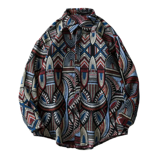 Streetwear Gonthwid Knitted Shirts Nation Style Geometry Flowers Color Block Patc Gonthwid Knitted Shirts Nation Style Geometry Flowers Color Block Patchwork Long Sleeve Button Shirt Hip Hop Casual Tops Coats Fashion Sweater Jacket With Graphic Design For Men