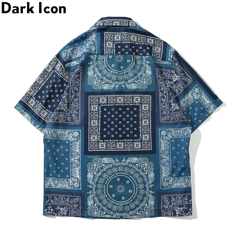 Dark Icon Bandana Full Printed Hawaiian Shirt 2020 Summer Vintage Shirts Men Street Shirts for Men Street King Limited