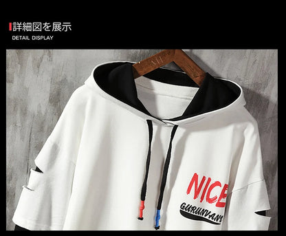 Men Ribben Hooded Sweatshirt Autumn Male Fashion Hoodie Men's Sweatshirts Solid Color Splice Hoodies Street Style Street King Limited