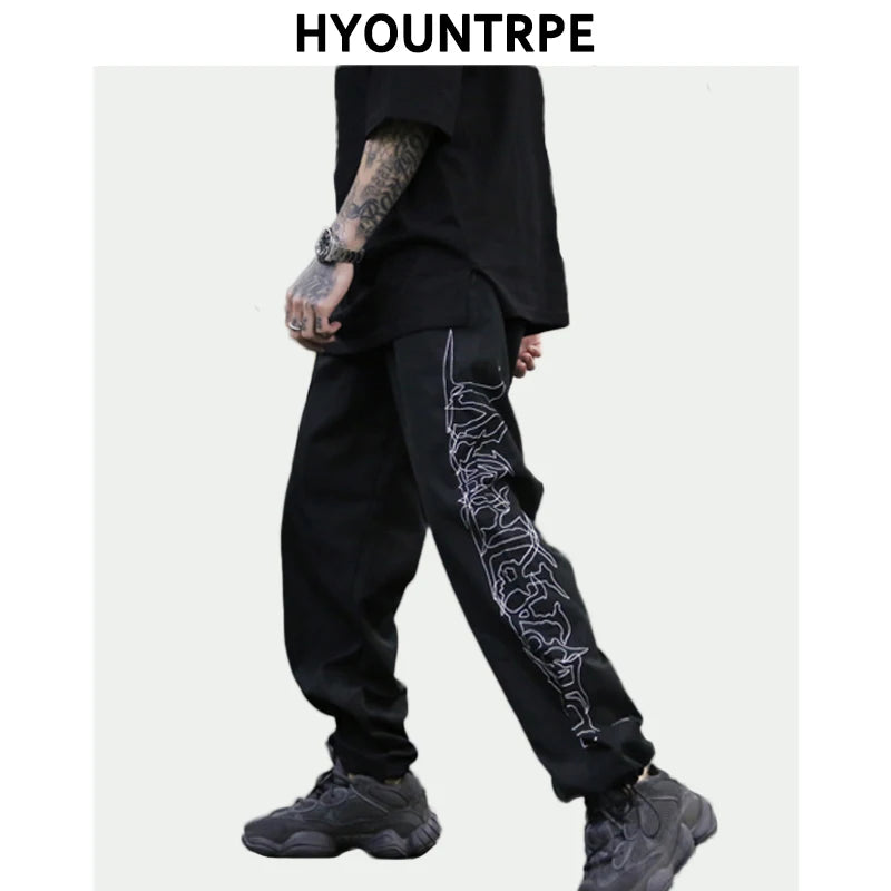hip hop loose fit elastic waist pants fashion embroidery ankle pants mens 2019 new spring summer casual sportwear pants joggers urban active pants