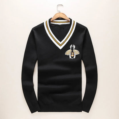 New 2017 Man Luxury Winter gentleman embroidery Bees Knit Casual Sweaters pullover Asian Plug Size High quality Drake #E109 Street King Limited
